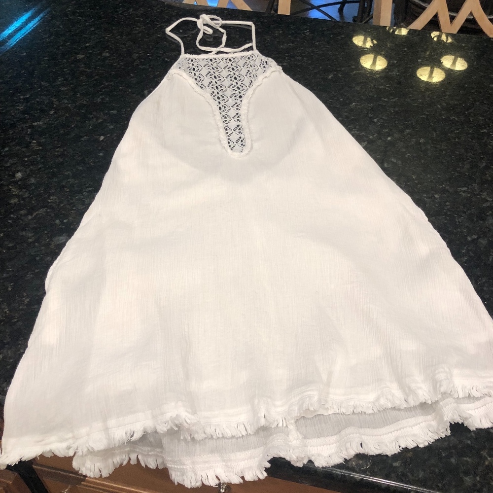 L Space White Gauze Swim Coverup Med.